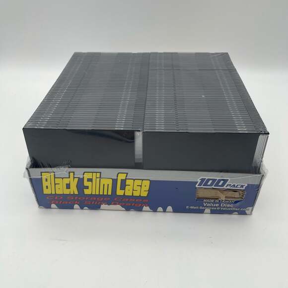 Value Disc 100 Pack Black Slim 5mm CD/DVD Storage Jewel Cases New Sealed - Picture 4 of 4